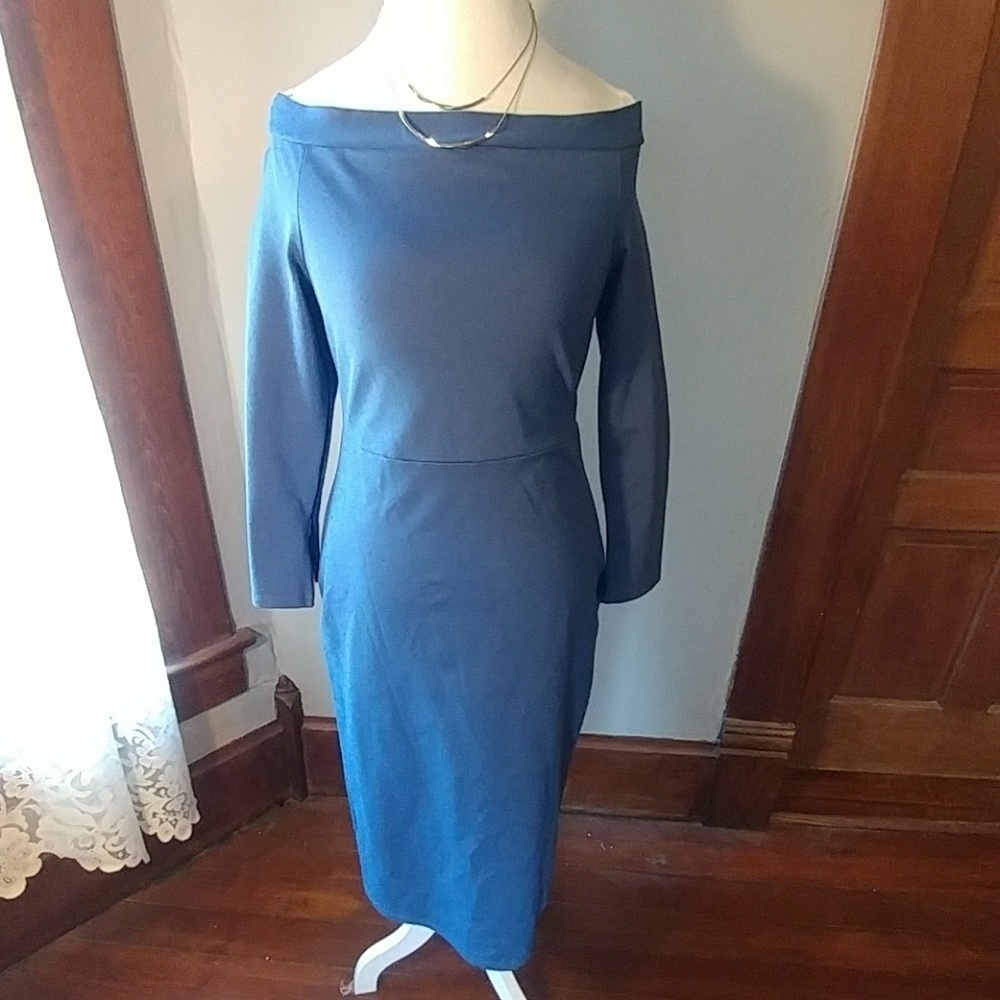 Boatneck Powder Blue Dress